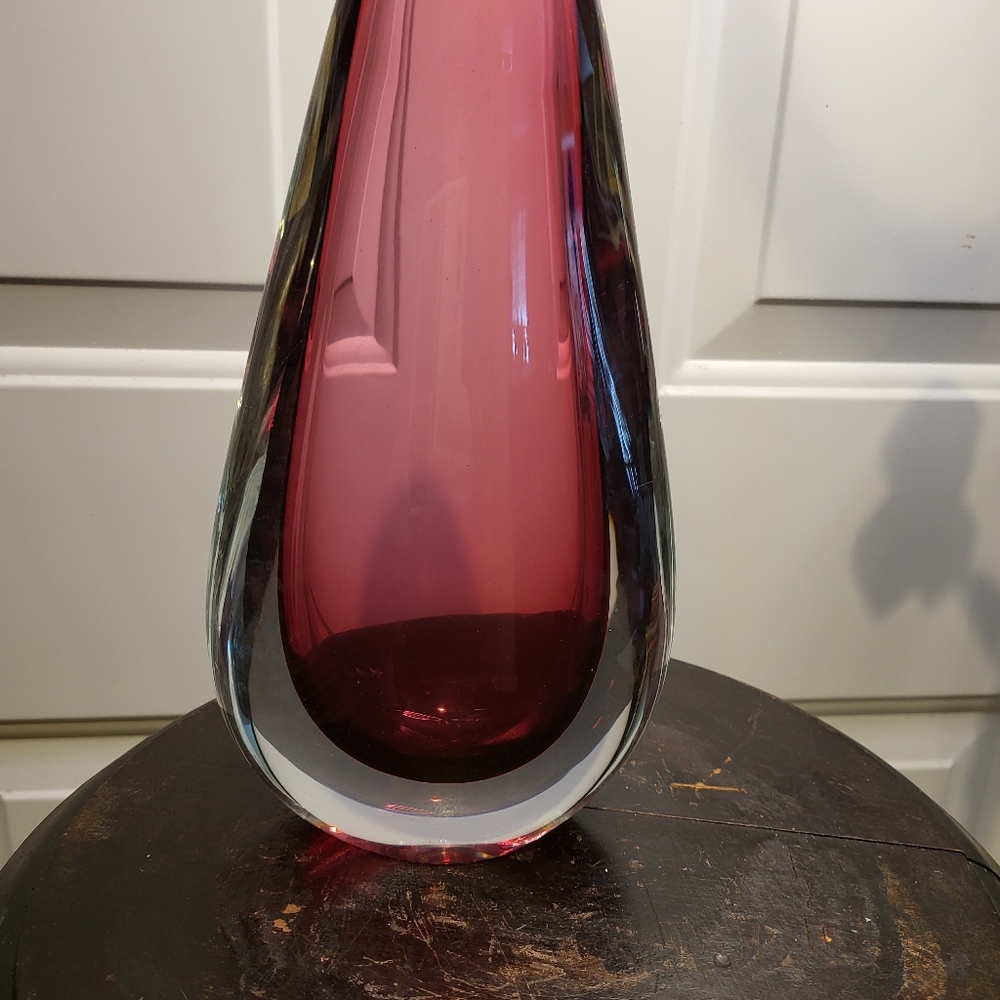 Vintage Murano Sumerso Hand Blown Glass Vase 10 3/4" - Picture 6 of 10